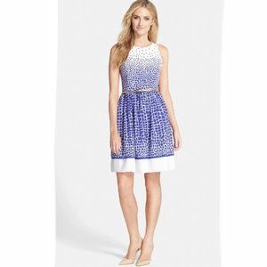 Eliza J Mosaic Tile Printed Dress With Gold Belt